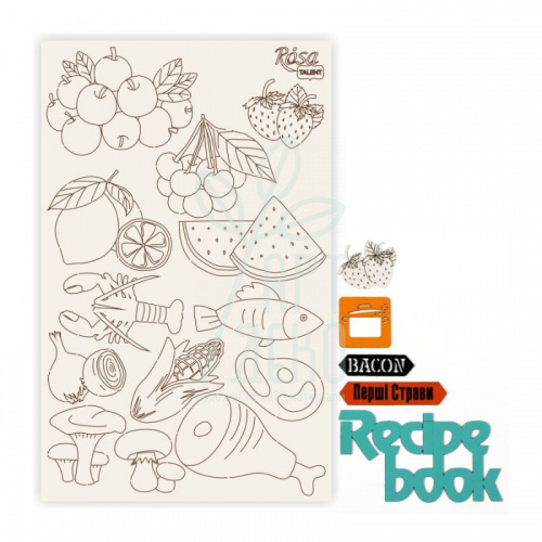 Набір чипбордів для скрапбукінгу "Recipe book 4", білий картон, 12,6х20 см, ROSA Talent