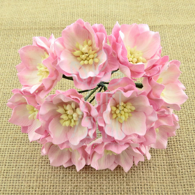 Квіти паперові Лотос, рожево-білий, 3,5 см, 5 шт., Тайланд