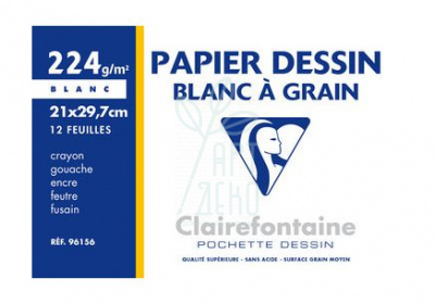 Папка для рисунку Dessin a Grain А4 (21х29,7 см), 224 г/м2, 12 л., Clairefontaine