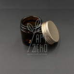 Пляшечка скляна з металевою кришечкою, 43х43 мм, бурштинова, 30 мл, Китай