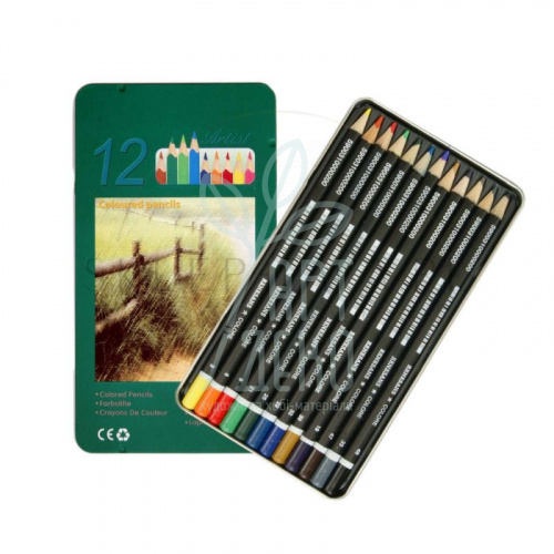 Набір олівців кольорових, в металевій коробці, 12 шт, Renesans