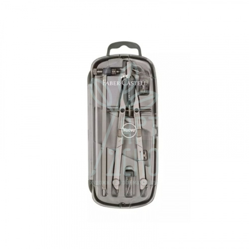 Циркуль Compass Brass School, з подвійним шарніром, + подовжувач, 380 мм, Faber-Castell