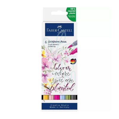 Набір маркерів двосторонніх Lettering Aqua, 6 шт, Faber-Castell