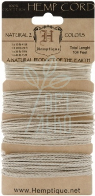 Набір шнурів різної товщини Hemp Cord Set Multi-Weight Natural, Hemptique