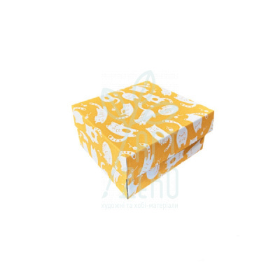 Коробка декоративна "Котики", 14,5х14х7,2 см, світло-помаранчева, Україна