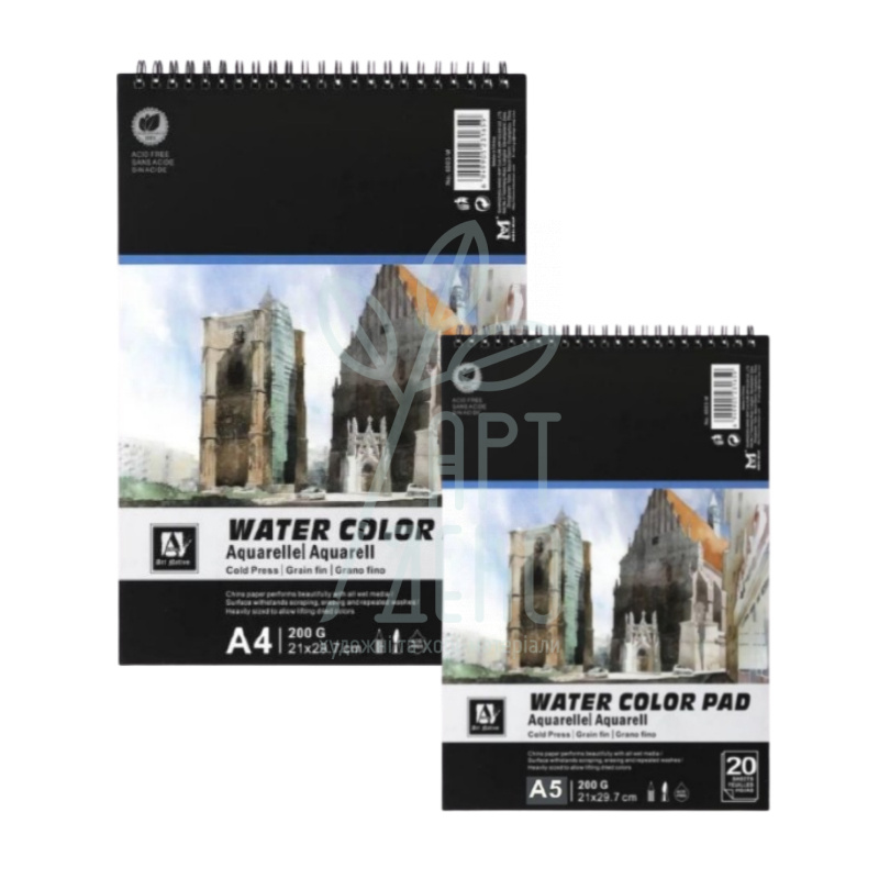 Альбом для акварелі Waterсolour Pad, спіраль, 200 г/м2, 20 л., Art Rangers