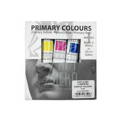 Набір акрилових фарб Primary Colours, 5x20 мл, Renesans