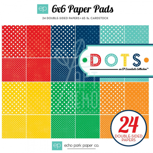 Набір паперу для скрапбукінгу "Essentials Dots Primary Collection", 30х30 см,  12 л., Echo Park
