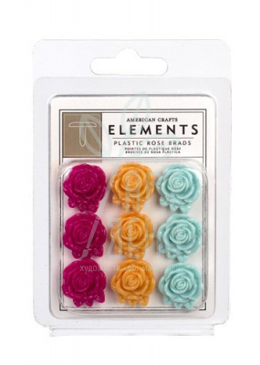 Брадси Plastic Rose Brads, Peachy Keen Assortment, American Crafts