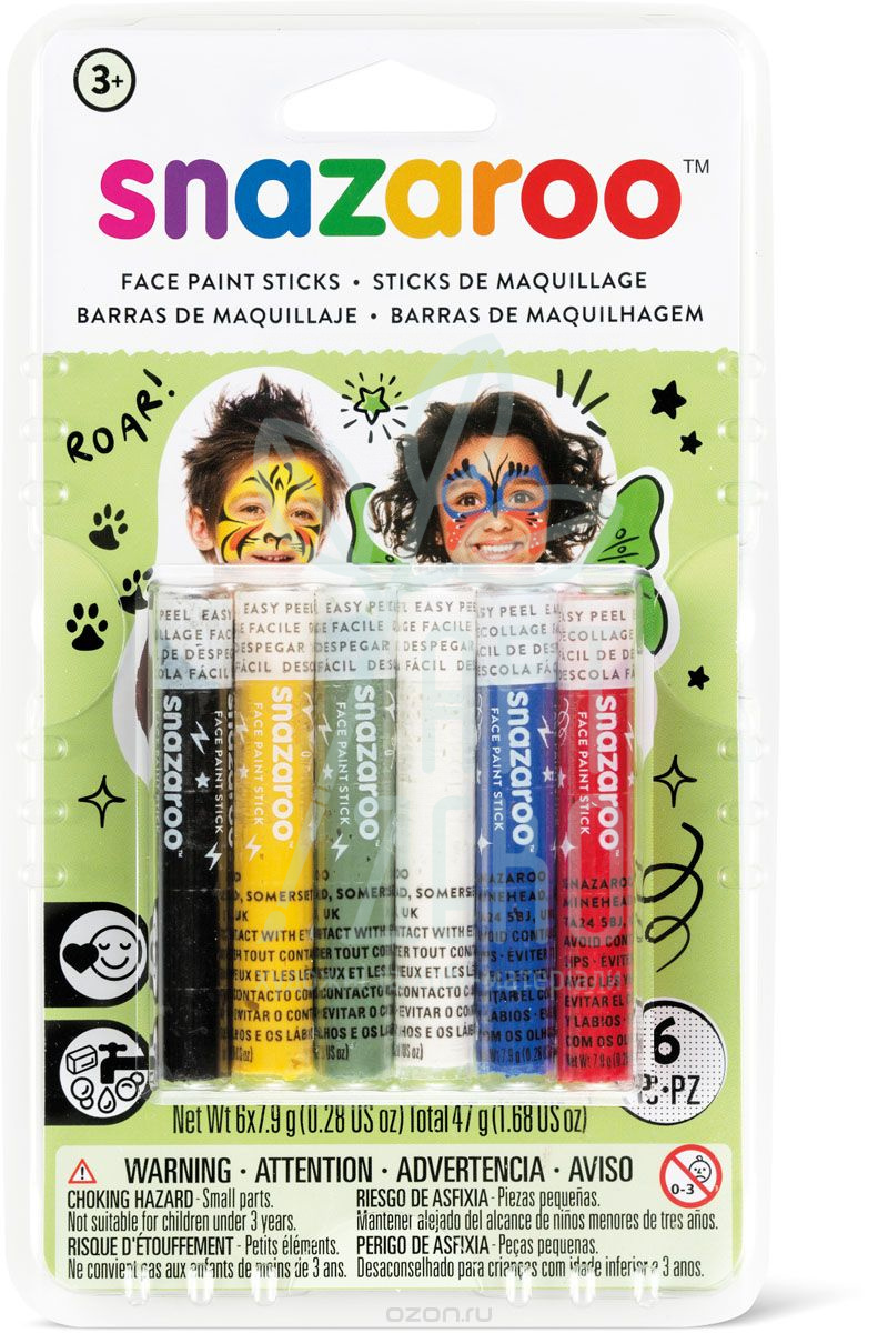 Набір фарб для аквагриму Unisex face painting sticks set, 6 шт, Snazaroo