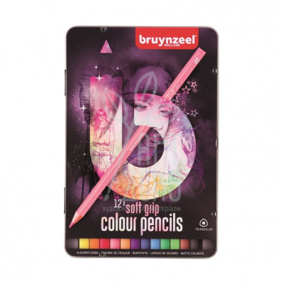 Набір м'яких кольорових олівців Світлий Soft Grip, 12 шт., Bruynzeel