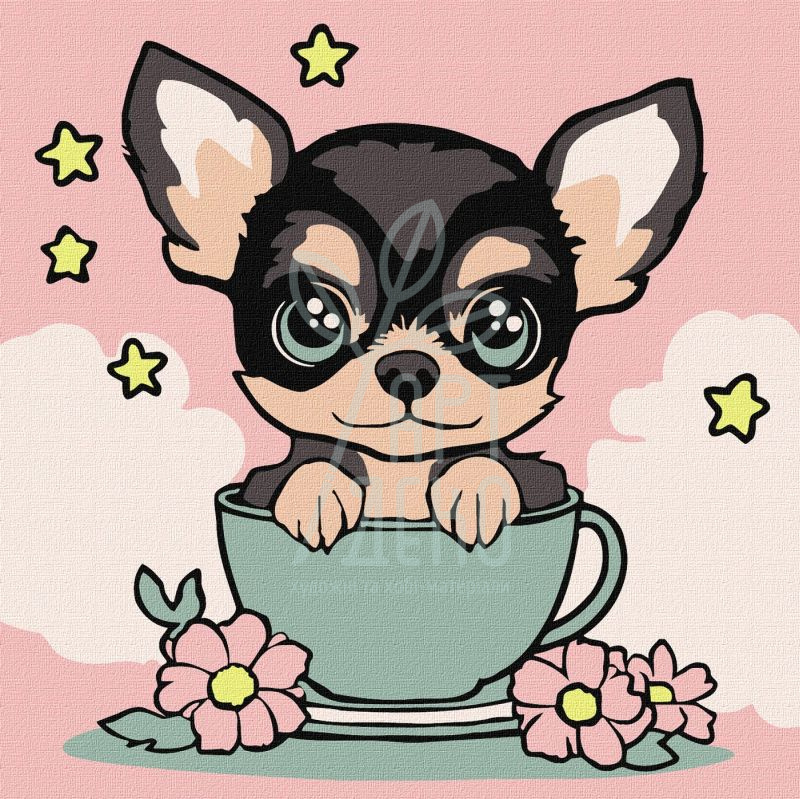 Набір для розпису за номерами "Милий цуцик", 25х25 см, Ідейка 