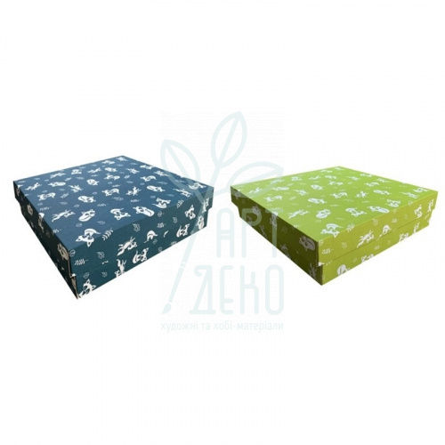 Коробка подарункова, гофрокартон "Лисички", 33х33х10 см, Україна