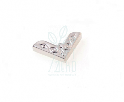 Кутик металевий декоративний, 20x20x27 мм, срібло, Китай