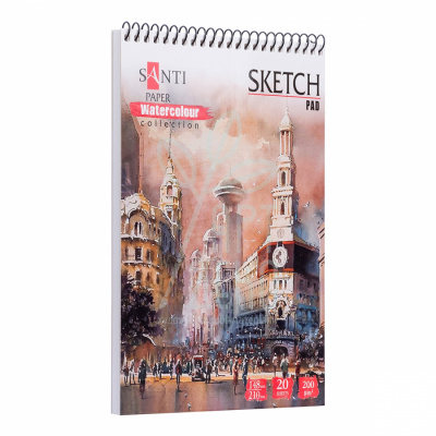 Альбом для акварелі Watercolour Collection "Travelling", спіраль, A5, 200 г/м2, 20 л, Santi