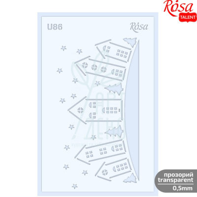 Трафарет багаторазовий універсальний, прозорий, №U86, серія "Зима", 13х20 см, 0,5 мм, ROSA Talent