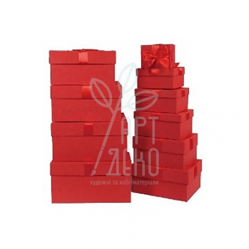 Коробка подарункова з бантом, червона, Україна