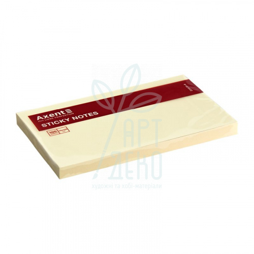 Блок паперу для нотаток з клейким шаром, 75x125 мм, 100 л, жовтий, Axent