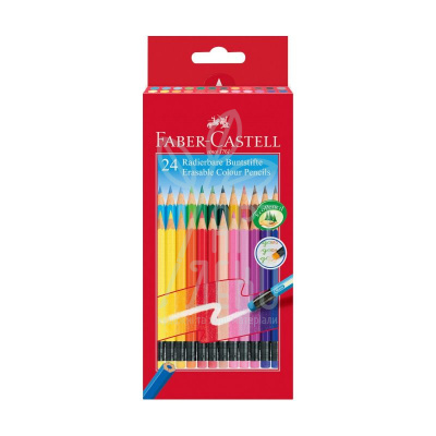Набір олівців кольорових, з гумкою, 24 шт, Faber-Castell