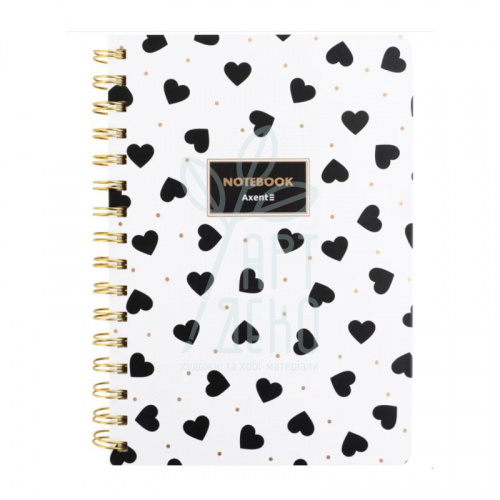 Блокнот Black&White, спіраль, А5 (14,8х21 см), клітинка, 80 л., Axent