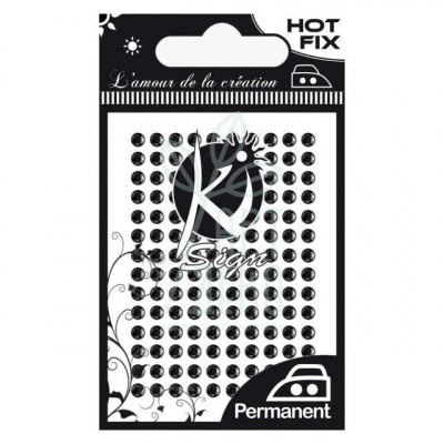 Стрази термозакріпляючі для тканин, Чорні, 3 мм, 140 шт., Ki-sign