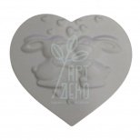 Гіпсова фігурка Серце з зайчиками, 8,5х8,5 см, Україна