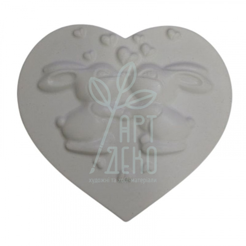 Гіпсова фігурка Серце з зайчиками, 8,5х8,5 см, Україна