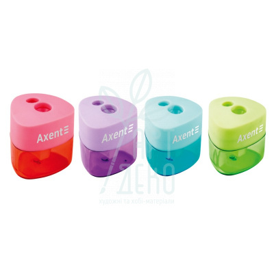 Точилка з контейнером Pastel soft 1157-А, подвійна, трикутна, асорті кольорів, Axent Точилка з контейнером Pastel soft 1157-А, подвійна, трикутна, асорті кольорів, Axent