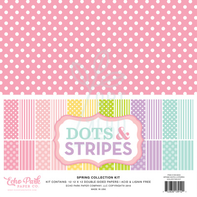 Набір паперу 30x30 см Dots & Stripes Spring Collection Kit, Echo Park