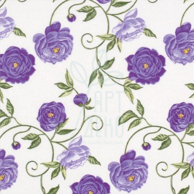 Серветка для декупажу "Квітковий орнамент", фіолетові, 33х33 см, 17,5 г/м2, Ti-flair