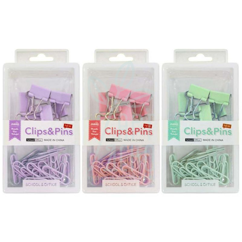 Набір канцелярський, біндер 19 мм - 6 шт, скріпки 28 мм - 40 шт, WB