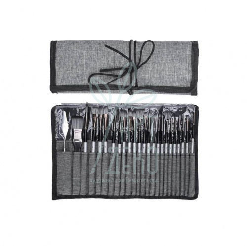 Набір пензлів Синтетика, в пеналі-згортку, + мастихін, 23 шт, Monet