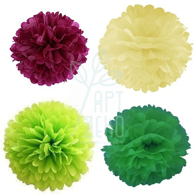 Помпон з тіш`ю, Ø 15 см, 20 г/м2, Польща