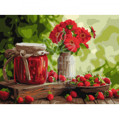 Набір для розпису за номерами "Полуничне варення", 30х40 см, Ідейка