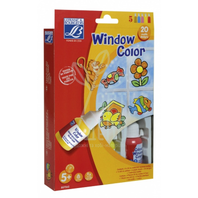 Набір вiтражних фарб Window Color "Classic", 4х35 мл, + контур, + аплікації, Lefranc