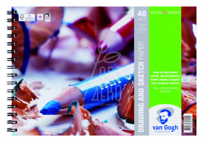 Альбом для рисунку Van Gogh, спіраль, А4 (21х29,7 см), 160 г/м2, 40 л., Royal Talens Альбом для рисунку Van Gogh, спіраль, А4 (21х29,7 см), 160 г/м2, 40 л., Royal Talens