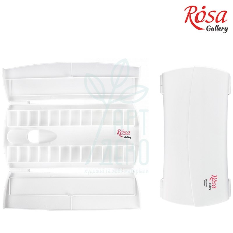 Пенал для акварельних фарб, пластиковий, 24 кювети, ROSA Gallery