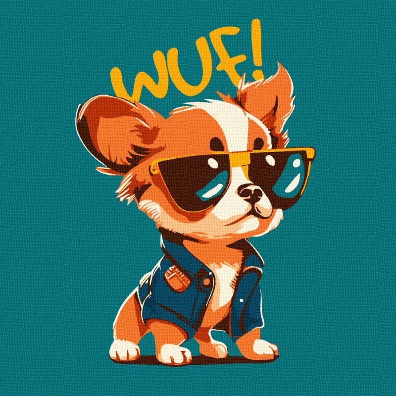 Набір для розпису за номерами "Стильний песик", 15х15 см, з мольбертом, ROSA Start