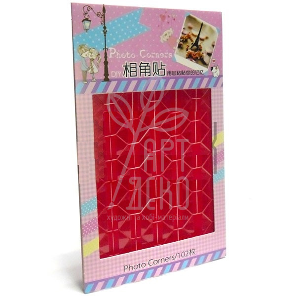 Кутики для альбомів і фотографій, трикутні, червоні, 102 шт, Китай