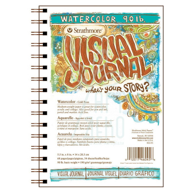 Блокнот для журналінгу Visual Journal Watercolor, спіраль, 14х20,3 см, 190 г/м2, 34 л., Strathmore