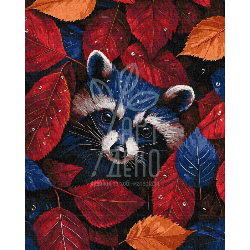 Набір для розпису за номерами "Осінній єнот", 40х50 см, Ідейка