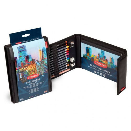 Набір олівців кольорових Procolour Wallet, в пеналі, 16 предметів, DERWENT