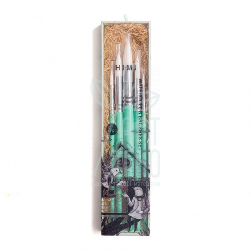 Набір пензлів Green Edition, Синтетика кругла (№12, 10, 9, 6, 5), 5 шт, HIMI