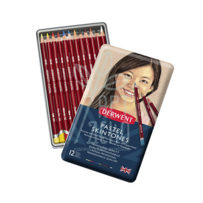 Набір олівців пастельних Pastel Pencils, тілесні відтінки, в металевій коробці, 12 шт, DERWENT