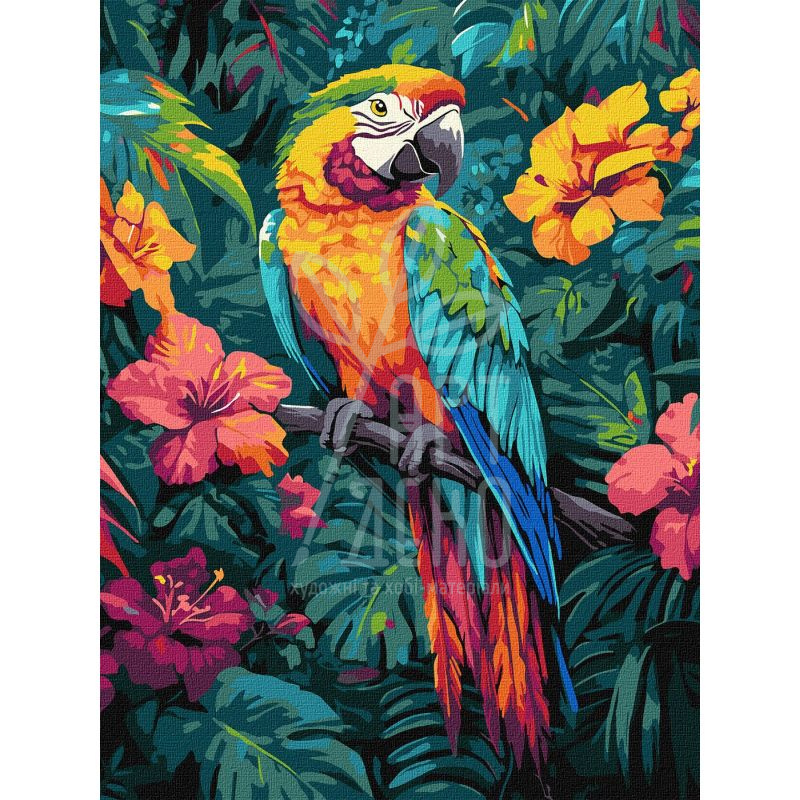 Набір для розпису за номерами "Тропічний птах", 30х40 см, Ідейка