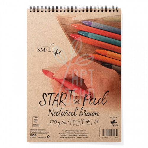 Альбом для ескізів STAR T (Kraft) , спіраль, А4 (21х29,7 см), 120 г/м2, 20 л, SMILTAINIS