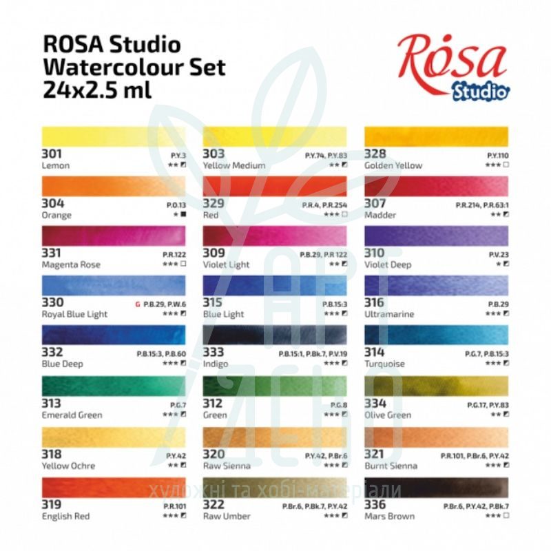 Набір акварельних фарб Studio Plein Air, 2,5 мл, ROSA