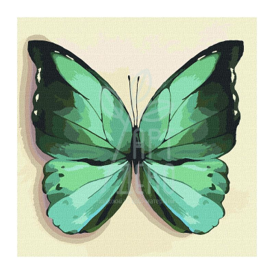 Набір для розпису за номерами "Зелений метелик", 25х25 см, Ідейка