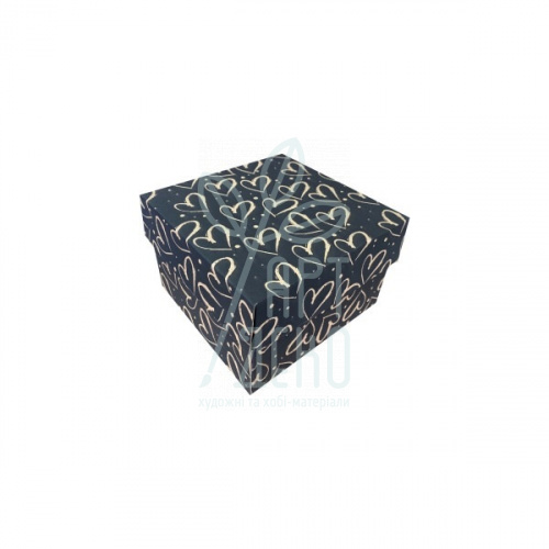 Коробка подарункова, гофрокартон "Серця", 18х18х12 cм, Україна