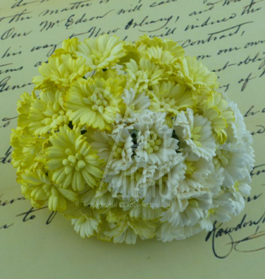 Квіти паперові Маргаритка, біло-бежеві тони, 2,5 см, 5 шт., Тайланд